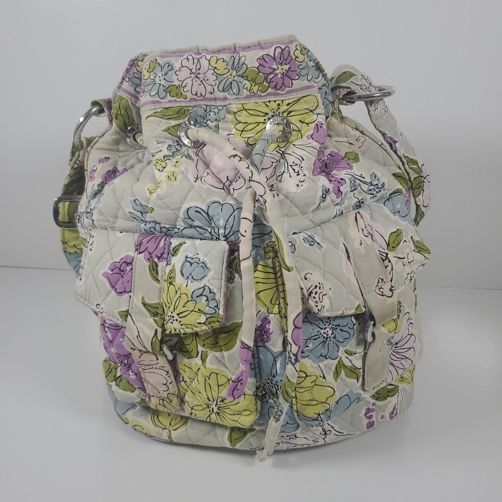 Vera Bradley Daisy Hipster Crossbody Tote Bag Hobo Quilted Purple Blue Yellow
